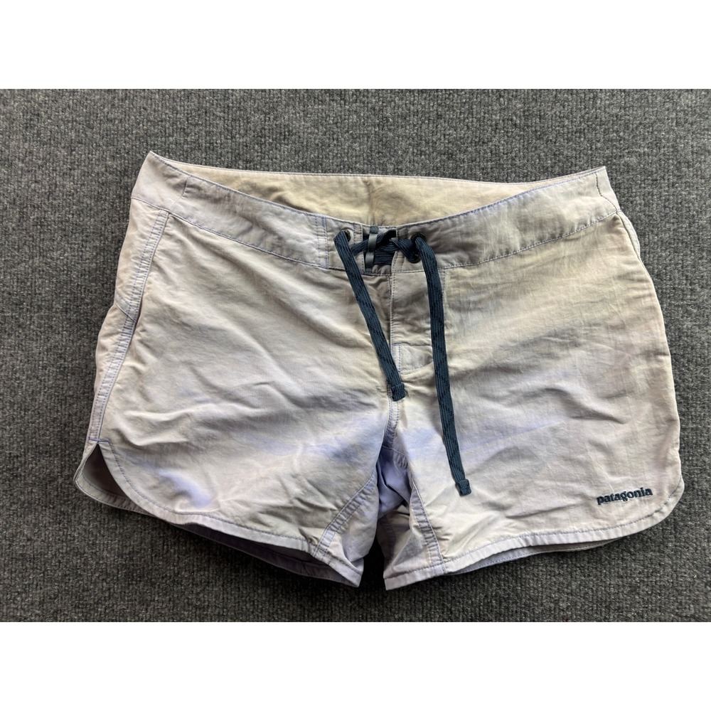 Patagonia Board Shorts Womens 6 Purple Tie Dye Recycled Nylon Worn Wear Lace Up